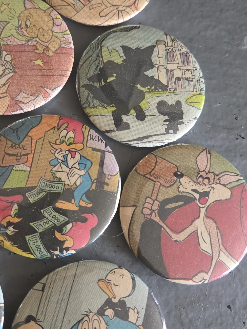 Vintage Cartoon Magnet Button Set - Colorful Disney & Looney Style Characters